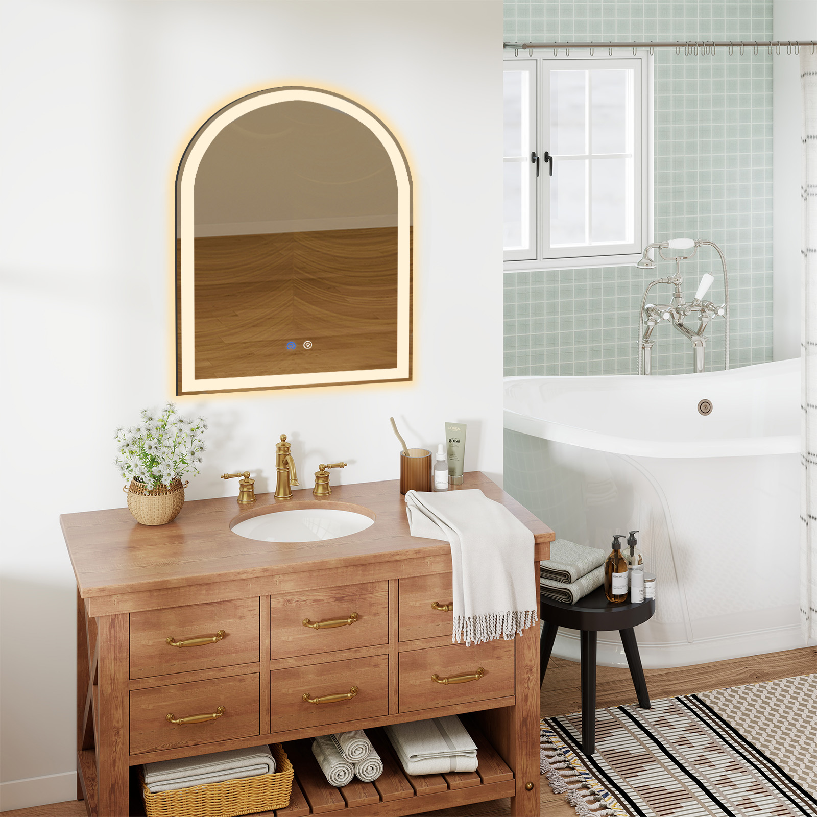 Bathroom Mirror Led - Smart Anti-fog LED Bathroom Mirror Arch