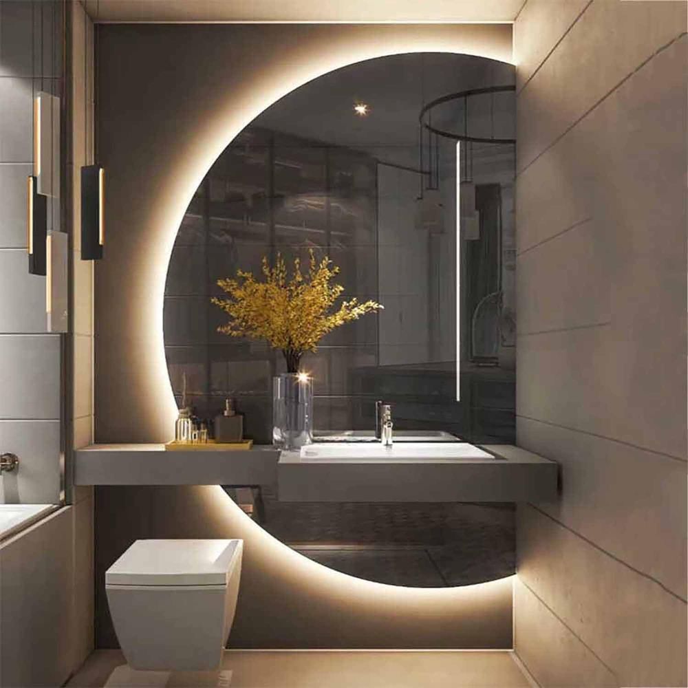 Bathroom Mirror Led - 51x35 Semicircle LED Lighted Vanity Mirror
