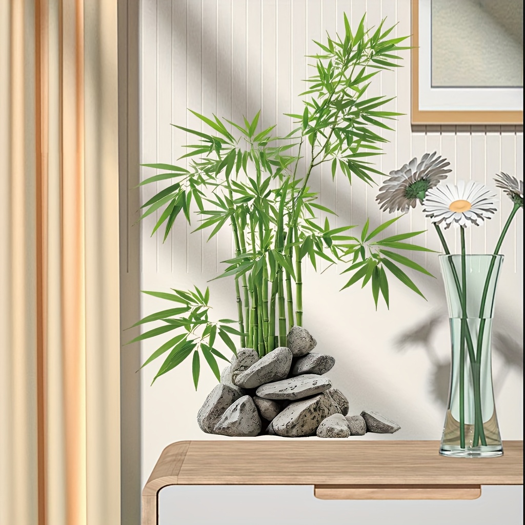 Home Bathroom Tiles - Watercolor Green Bamboo Leaf Plant Wall