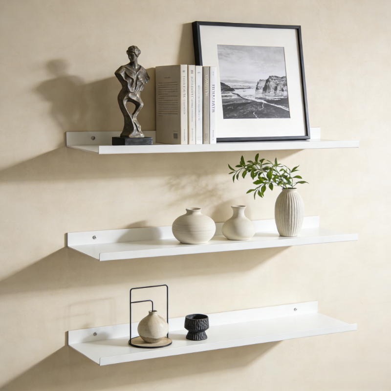 Home Creation Bathroom - Metal Floating Shelves Wall Mounted Storage