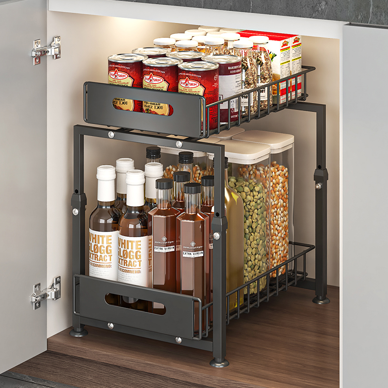 Home Goods Bathroom Cabinets - 2-tier Under Sink Storage Rack, Height