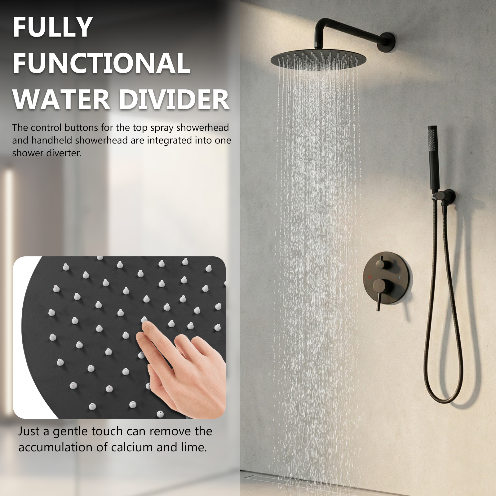 Home Bathroom - Ceiling Rainfall Shower Head System with