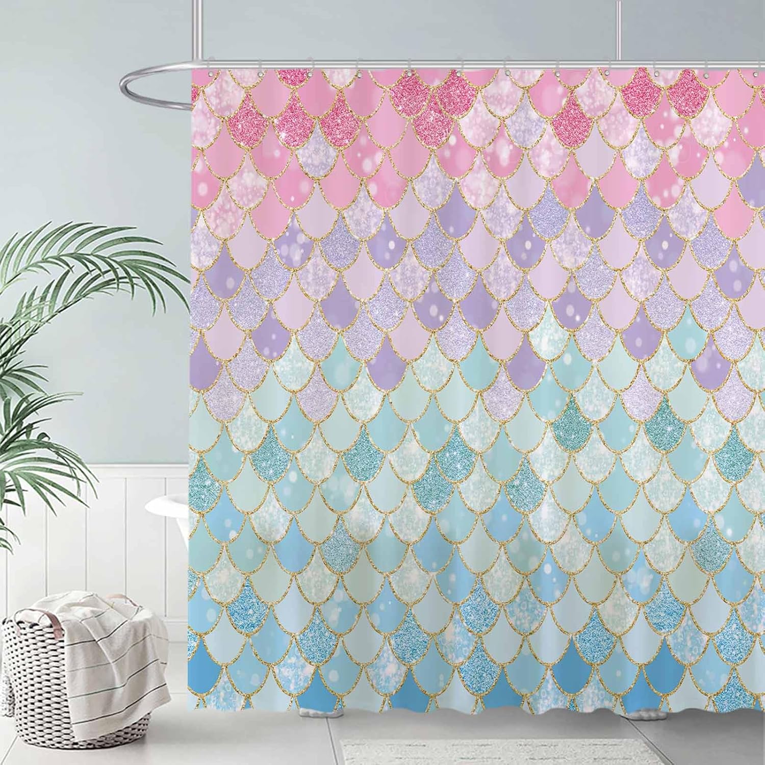 Mermaid Scales Shower Curtain  - Home Bathroom Scales บทวิจารณ์และราคา