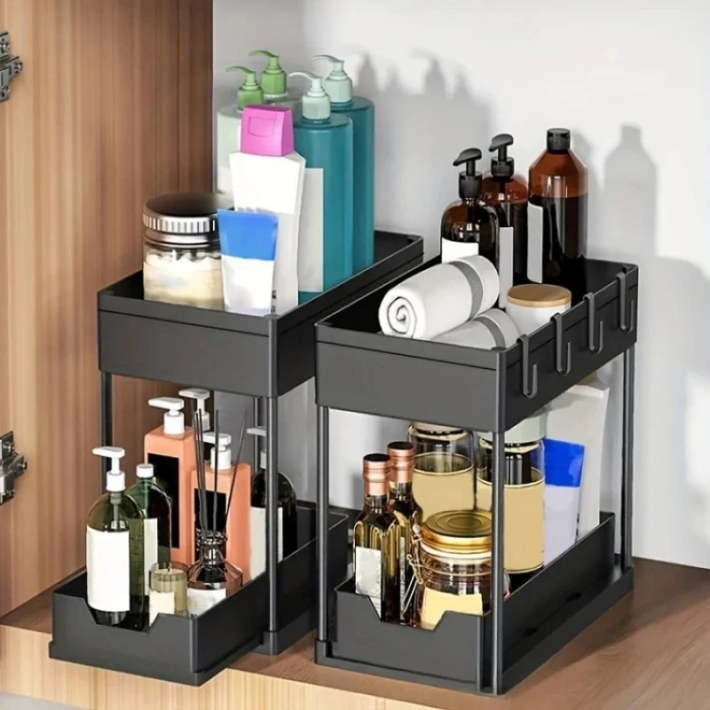 2 Tier Under Sink Sliding Orga - Home Goods Bathroom Cabinets บทวิจารณ์และราคา