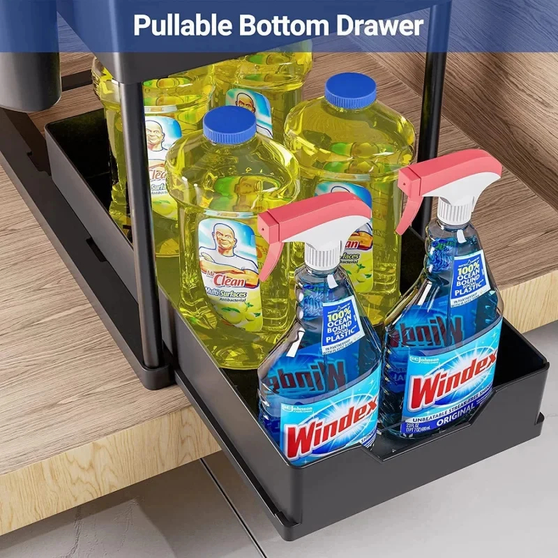 2 Tier Under Sink Sliding Orga - Home Goods Bathroom Cabinets บทวิจารณ์และราคา