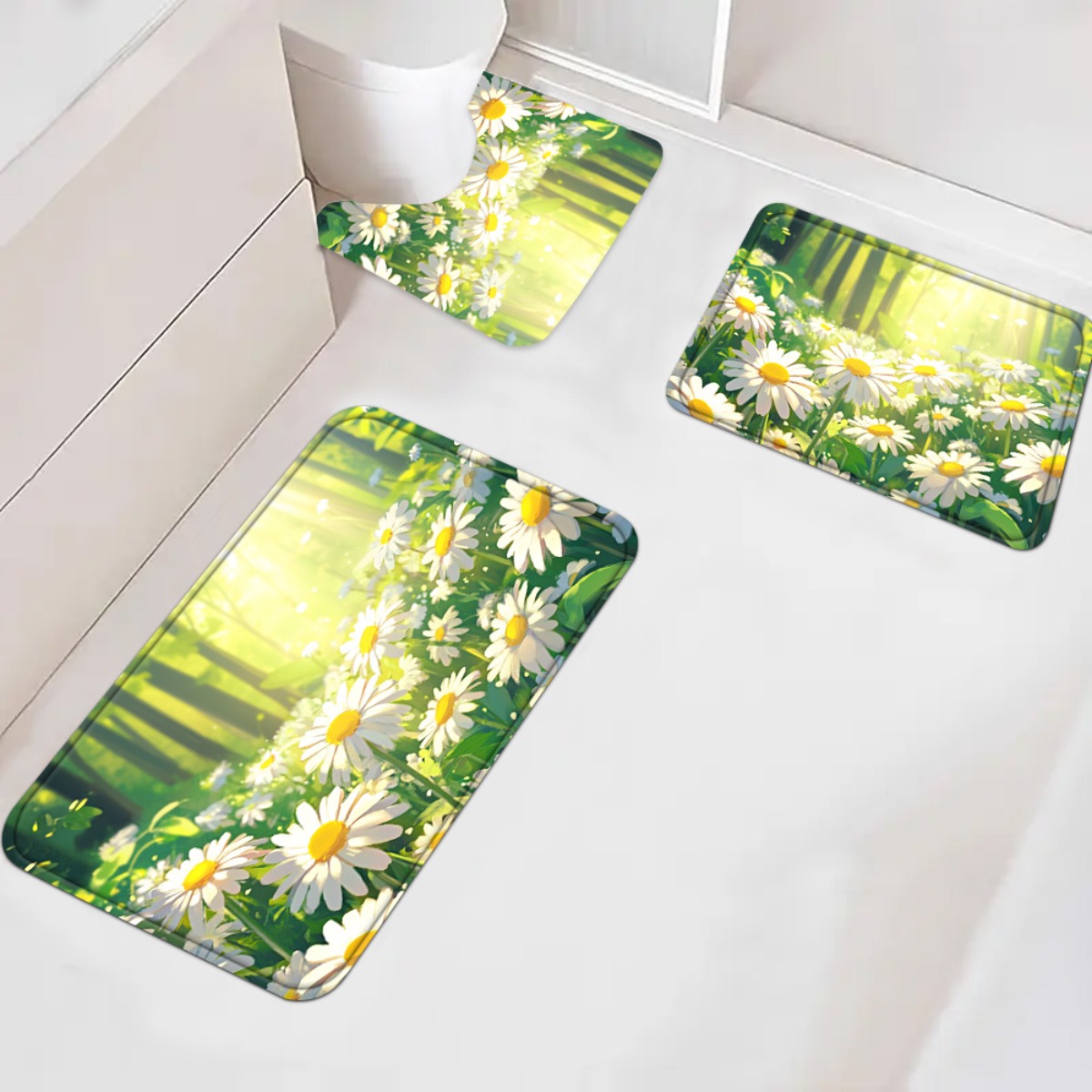 Daisy Floral Bath Mat Set Bath - Home Made Bathroom Vanity บทวิจารณ์และราคา