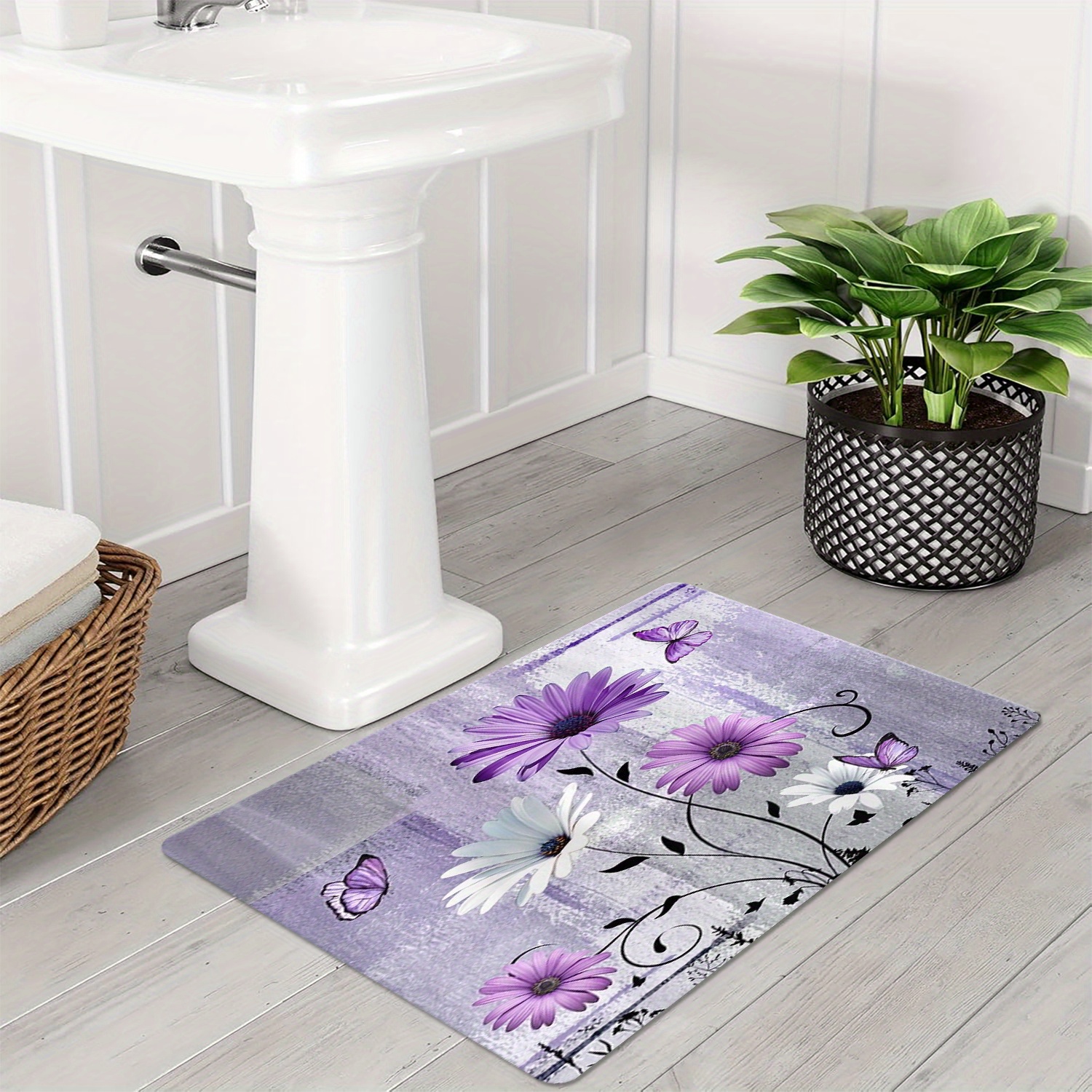 Luxury Floral Print Bath Mat a - Home Made Bathroom Vanity บทวิจารณ์และราคา