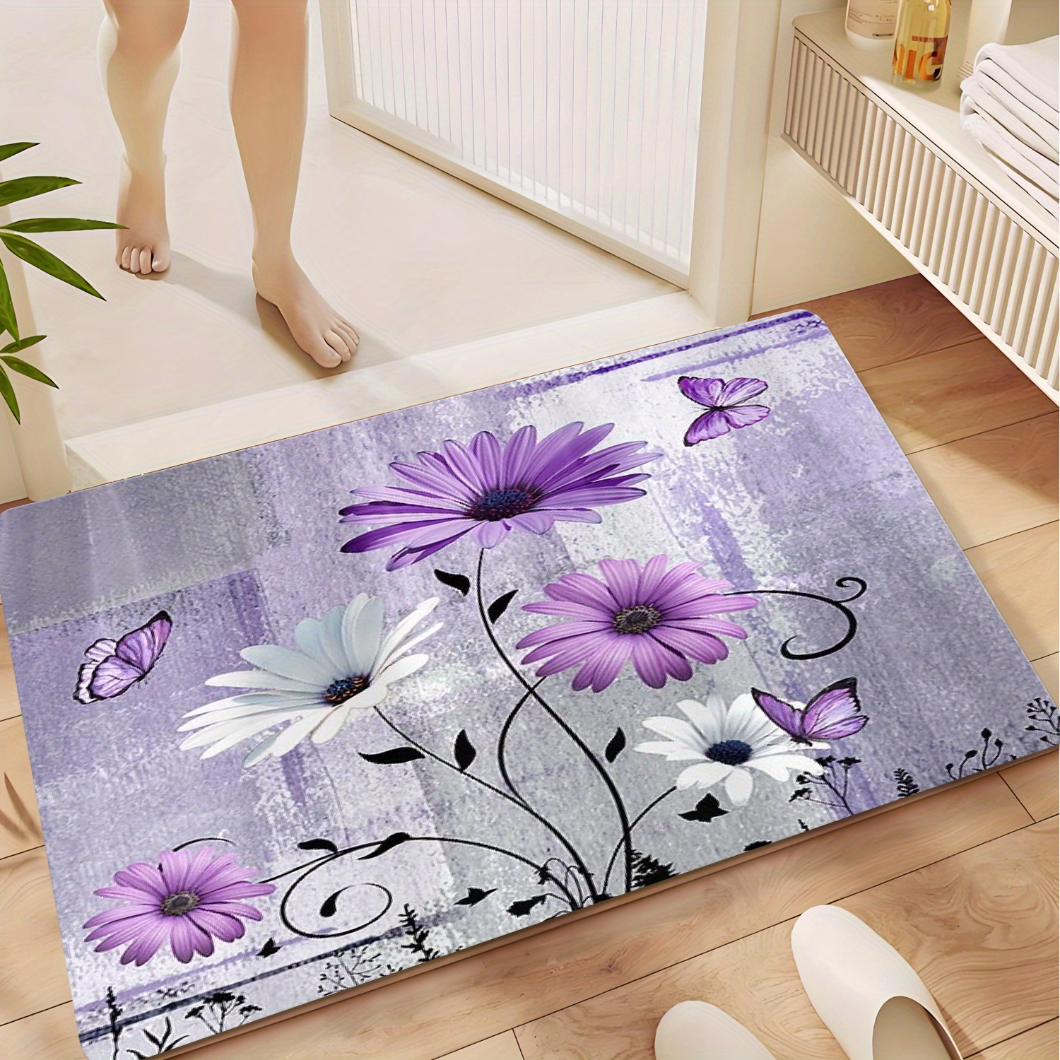 Luxury Floral Print Bath Mat a - Home Made Bathroom Vanity บทวิจารณ์และราคา