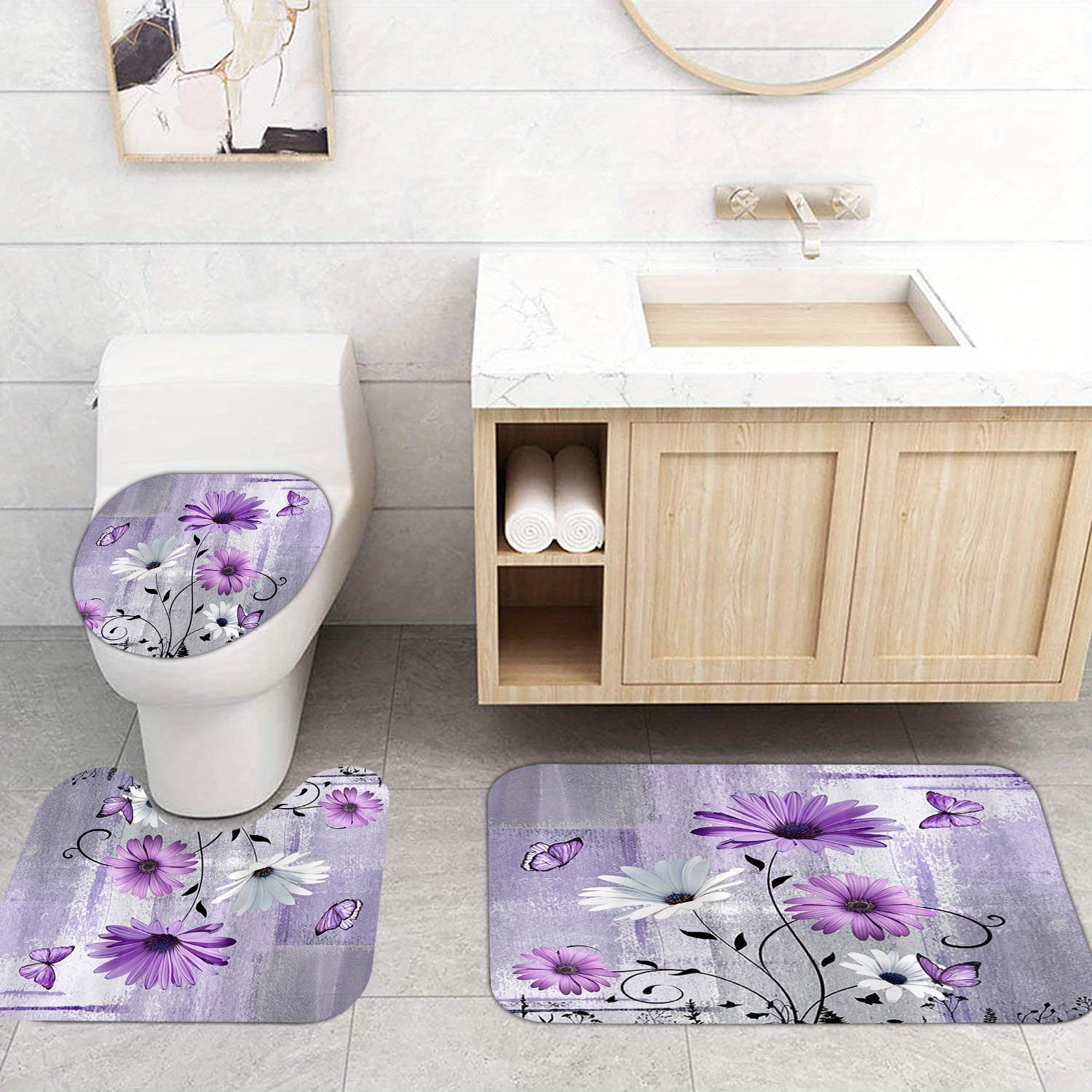 Luxury Floral Print Bath Mat a - Home Made Bathroom Vanity บทวิจารณ์และราคา