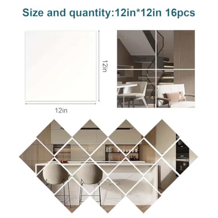 16 Pack Shatterproof Acrylic M - Home Bathroom Tiles บทวิจารณ์และราคา
