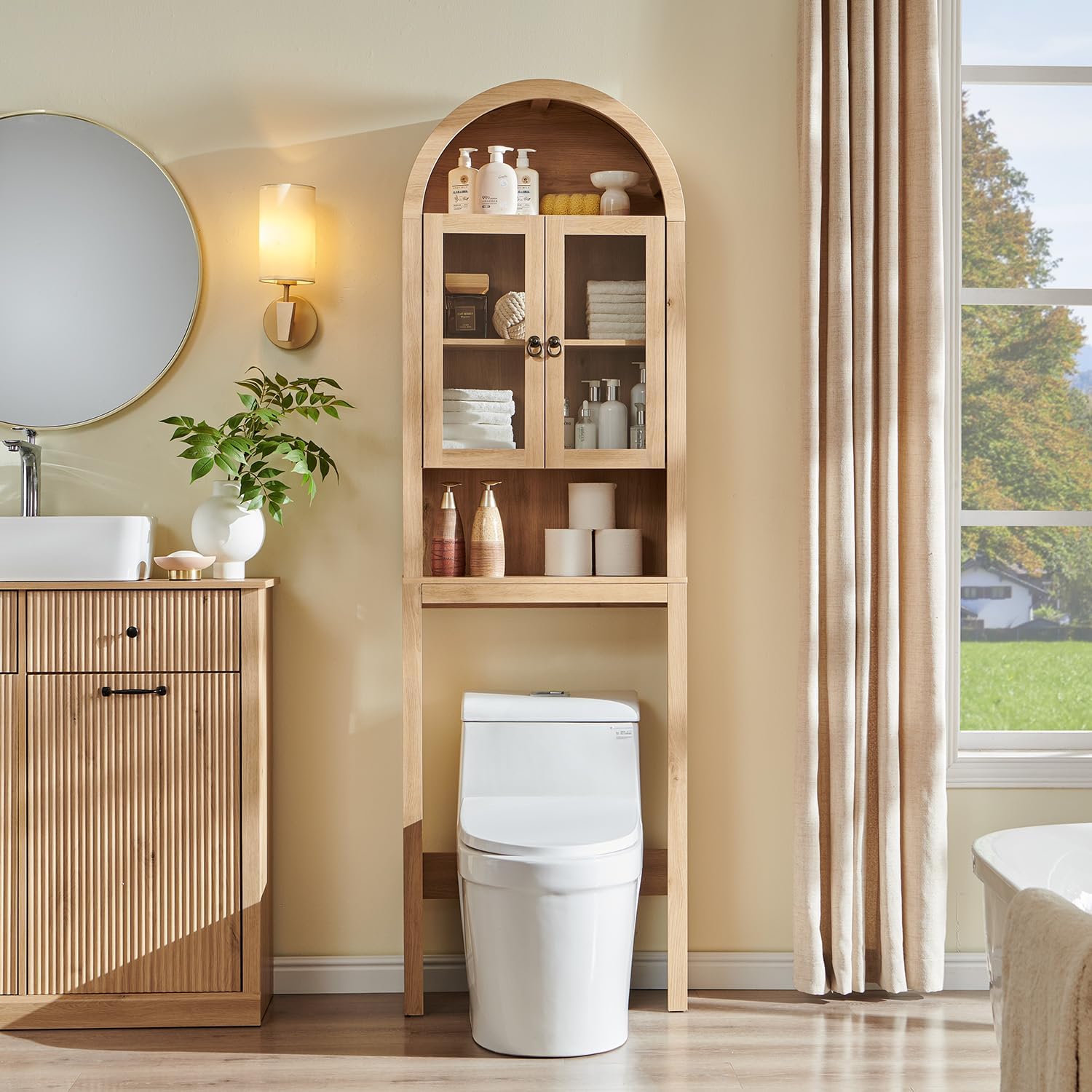 Arched Over The Toilet Storage - Home Goods Bathroom Cabinets บทวิจารณ์และราคา