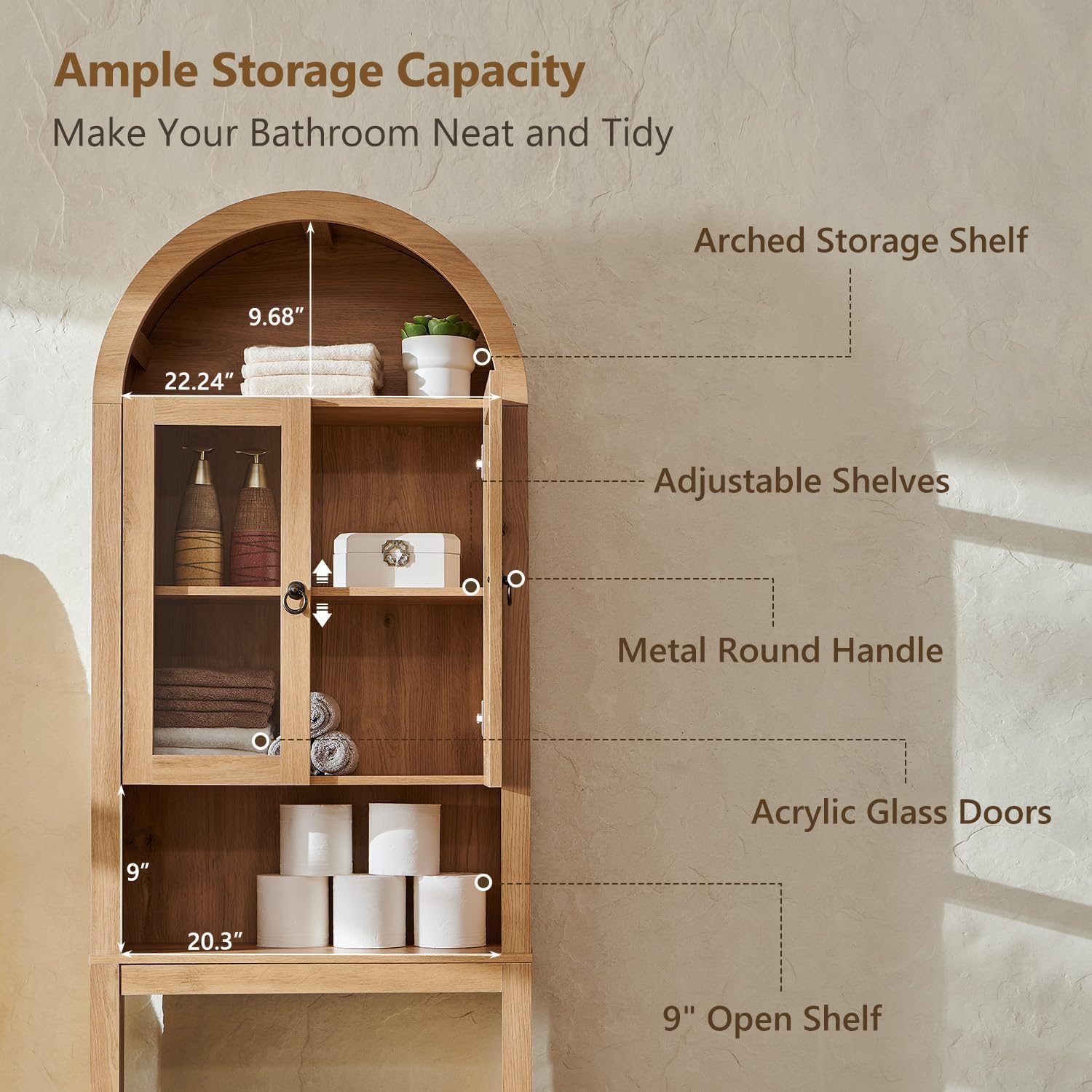 Arched Over The Toilet Storage - Home Goods Bathroom Cabinets บทวิจารณ์และราคา
