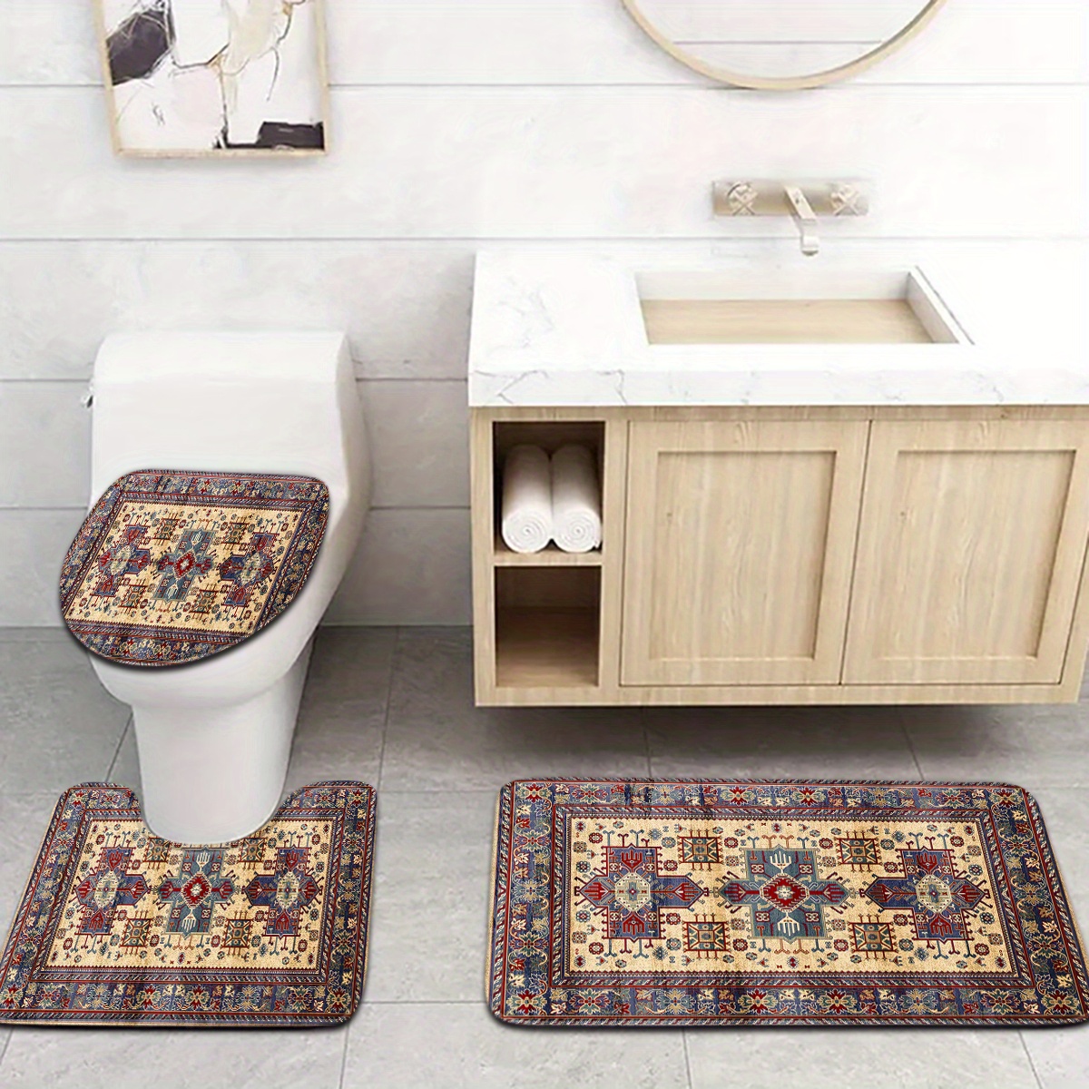 Bathroom Mat Set Toilet Mat Ba - Home Made Bathroom Vanity บทวิจารณ์และราคา