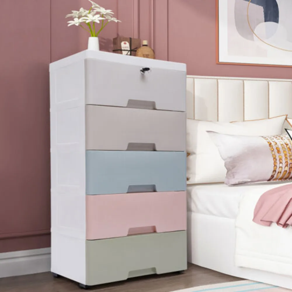 5-Drawer Plastic Storage Cabin - Home Goods Bathroom Cabinets บทวิจารณ์และราคา