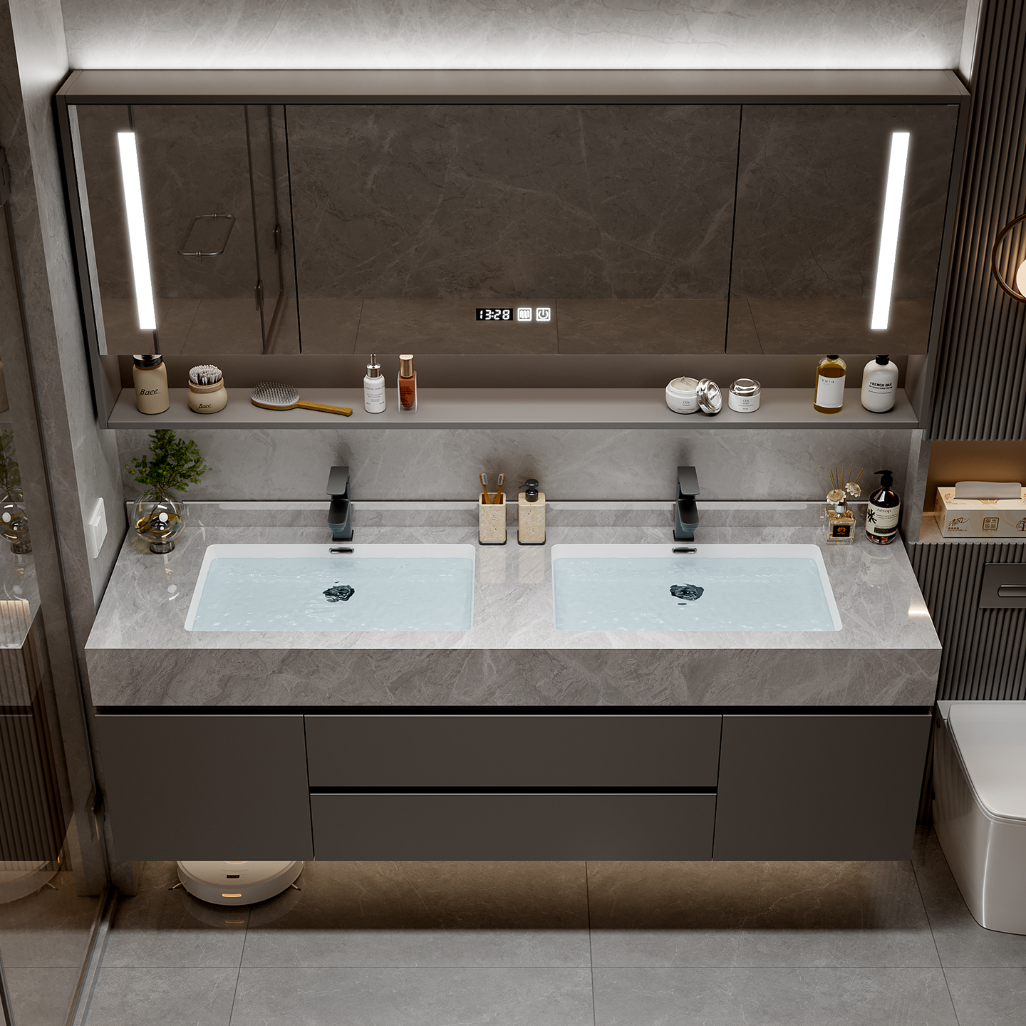 Makeup Organizer Cupboard Stor - Home Bathroom Partition Wall บทวิจารณ์และราคา
