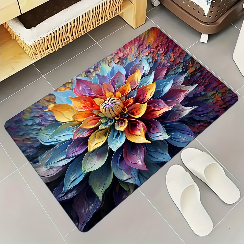 Floral Bath Rug - Soft Plush P - Home Made Bathroom Vanity บทวิจารณ์และราคา