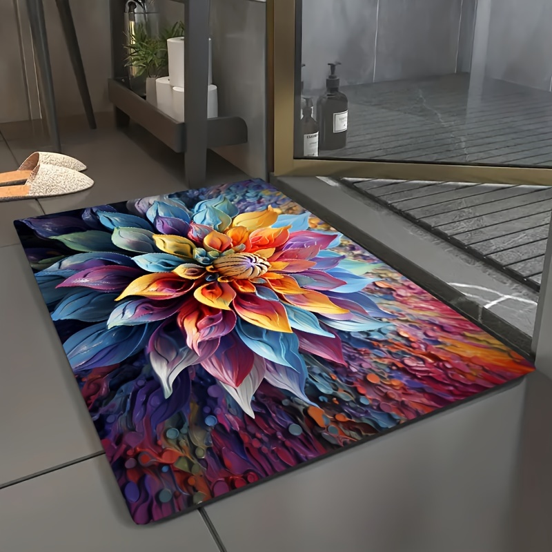 Floral Bath Rug - Soft Plush P - Home Made Bathroom Vanity บทวิจารณ์และราคา