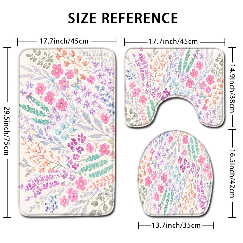 Adorable Floral Bath Mat Set f - Home Made Bathroom Vanity บทวิจารณ์และราคา