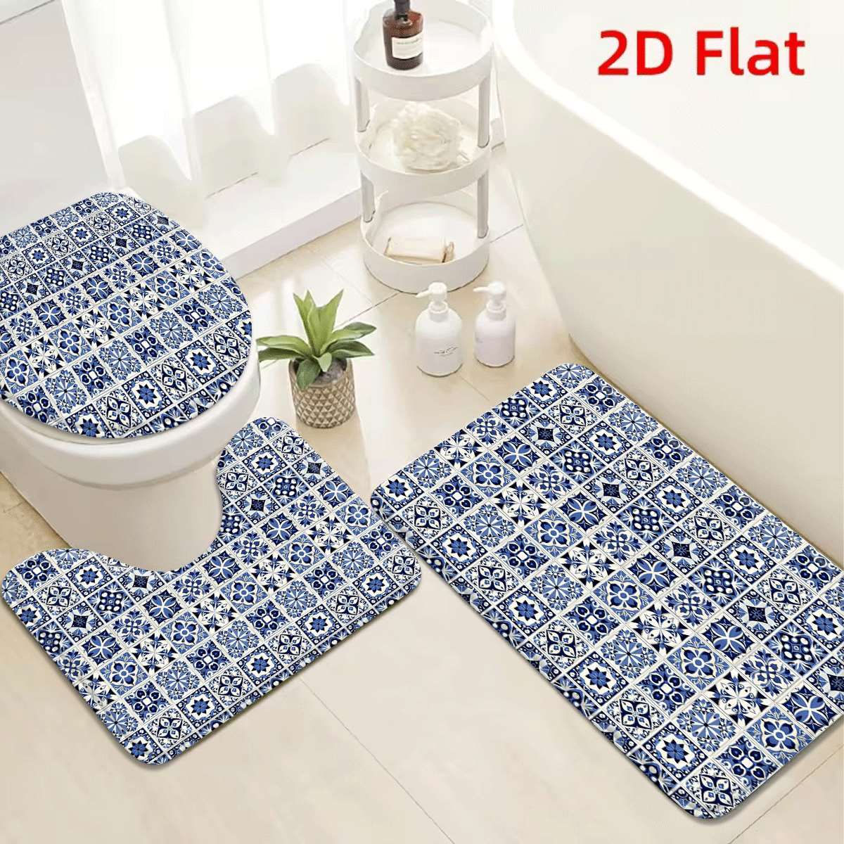 Decorative Blue White Geometri - Home Made Bathroom Vanity บทวิจารณ์และราคา