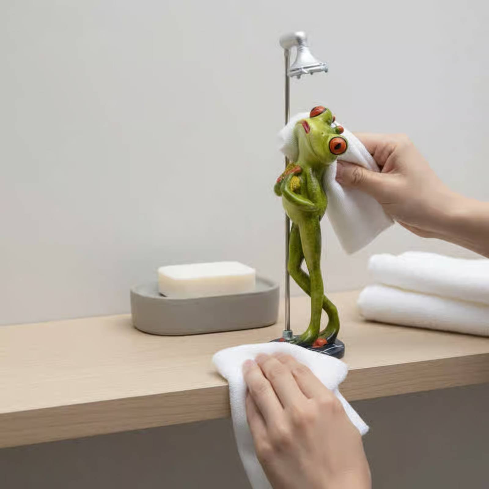 Showering Frog Figurine Great  - Home Bathroom บทวิจารณ์และราคา