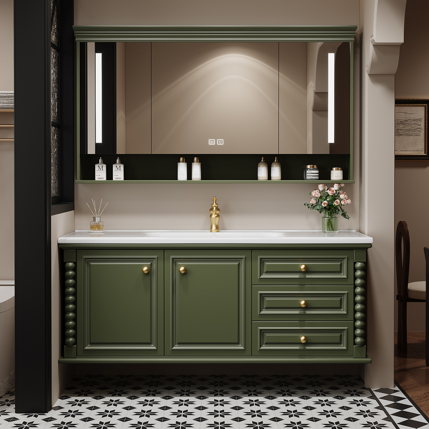 Storage Drawers Cupboard Toile - Home Bathroom Partition Wall บทวิจารณ์และราคา