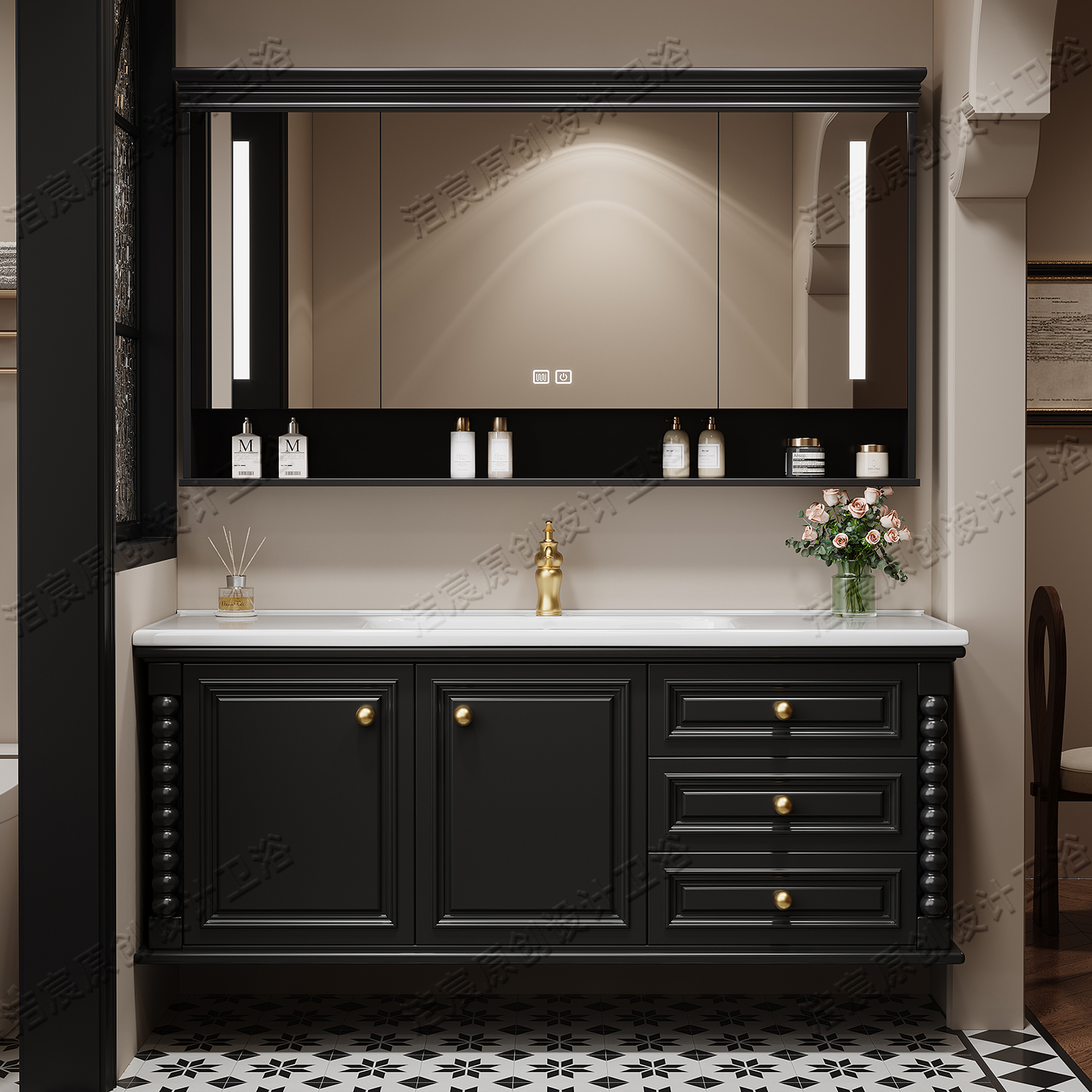 Storage Drawers Cupboard Toile - Home Bathroom Partition Wall บทวิจารณ์และราคา