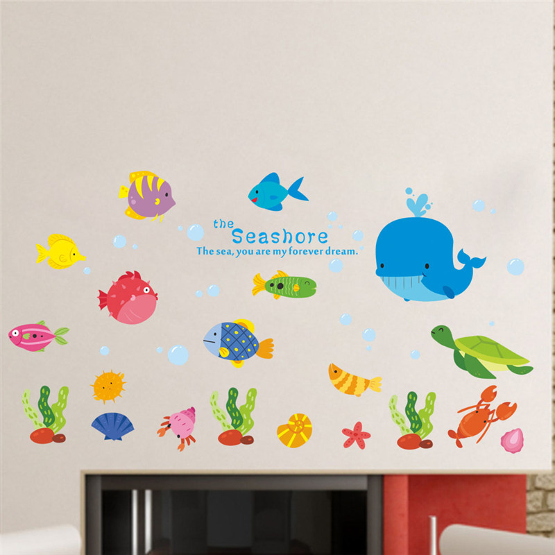 Cute Fishes Whale Shark Sealif - Home Bathroom Tiles บทวิจารณ์และราคา