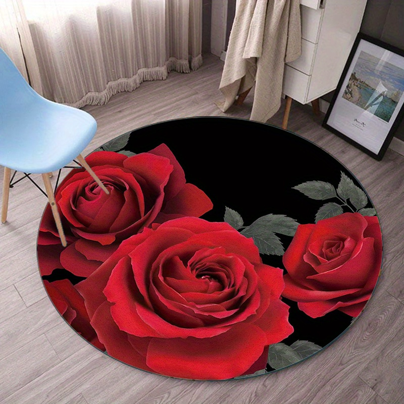 Red rose rug flannel round mat - Home Made Bathroom Vanity บทวิจารณ์และราคา