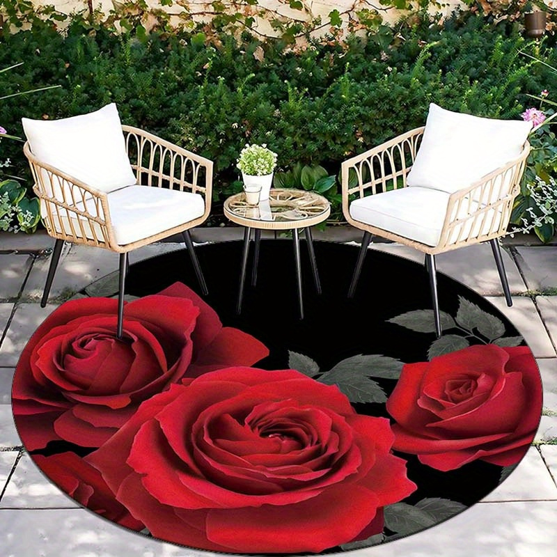 Red rose rug flannel round mat - Home Made Bathroom Vanity บทวิจารณ์และราคา