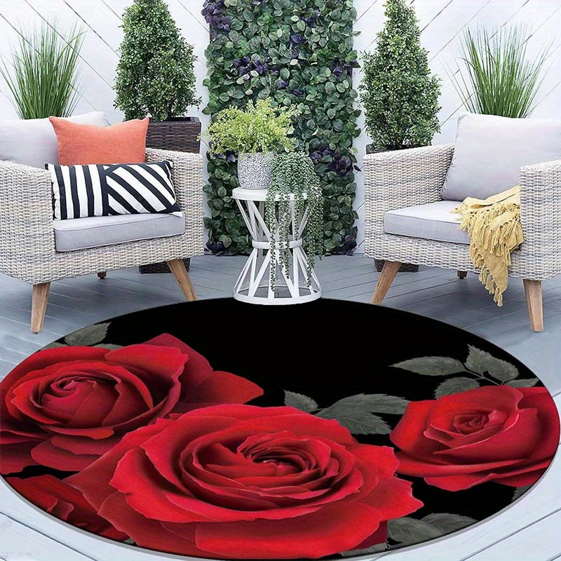 Red rose rug flannel round mat - Home Made Bathroom Vanity บทวิจารณ์และราคา
