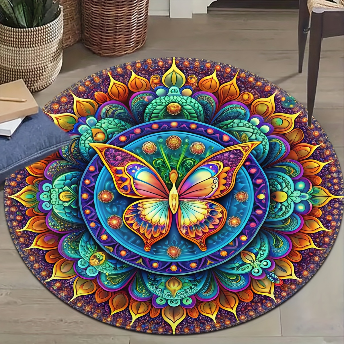 1PC 3D Blue Flower Round Minim - Home Made Bathroom Vanity บทวิจารณ์และราคา