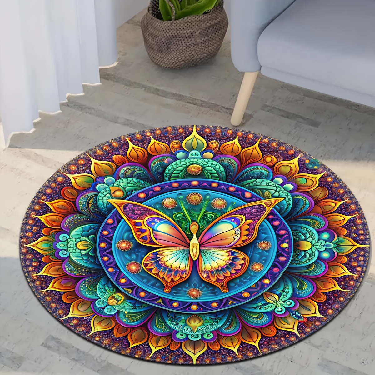 1PC 3D Blue Flower Round Minim - Home Made Bathroom Vanity บทวิจารณ์และราคา