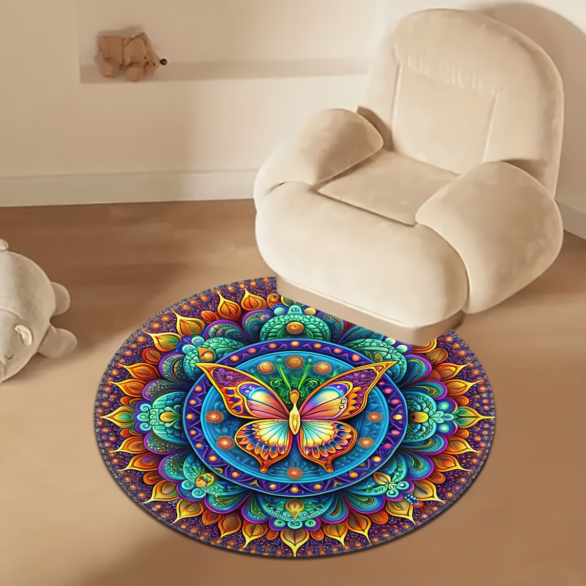 1PC 3D Blue Flower Round Minim - Home Made Bathroom Vanity บทวิจารณ์และราคา