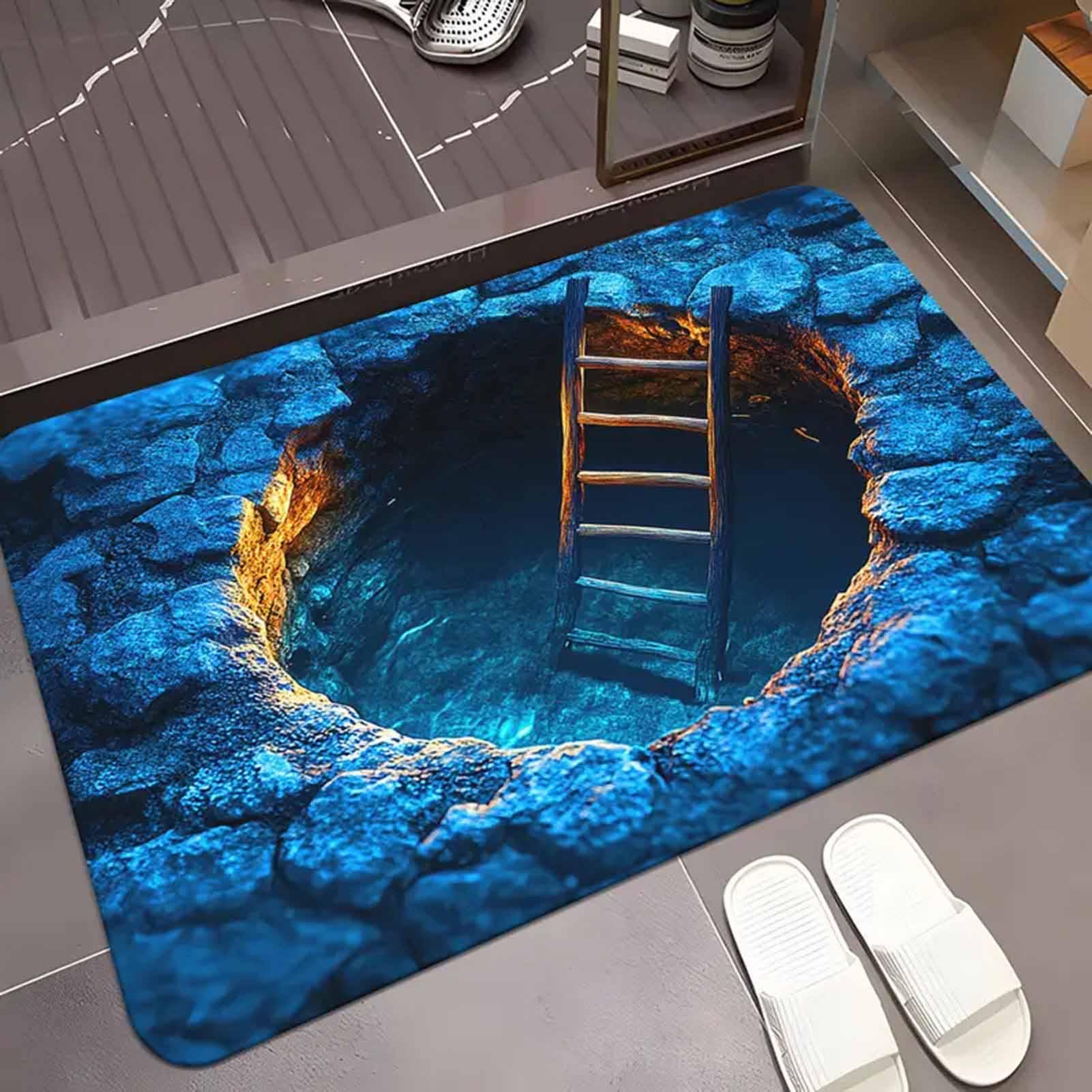 3D Optical Illusion Hole Rug N - Home Kitchen Bathroom Cleaning บทวิจารณ์และราคา