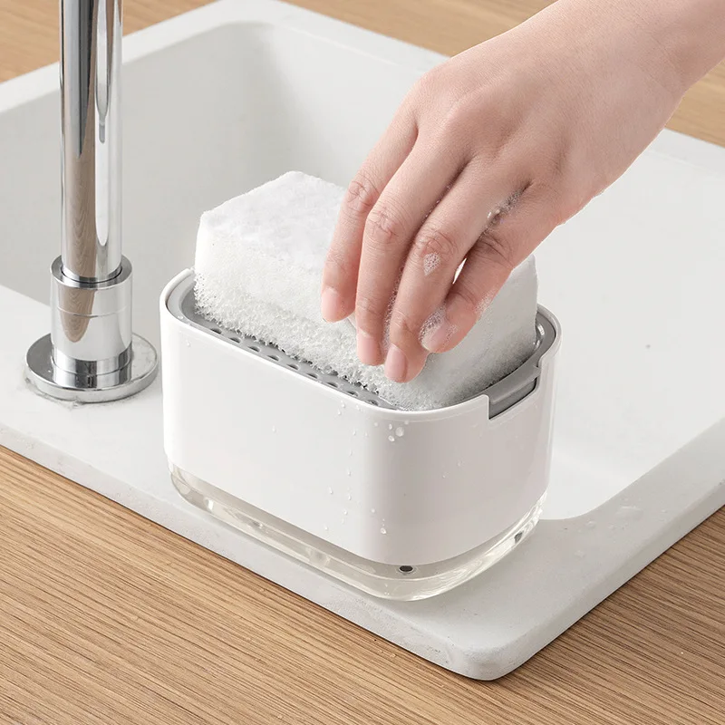 Soap Dispenser With Sponge Hol - Home Kitchen Bathroom Cleaning บทวิจารณ์และราคา