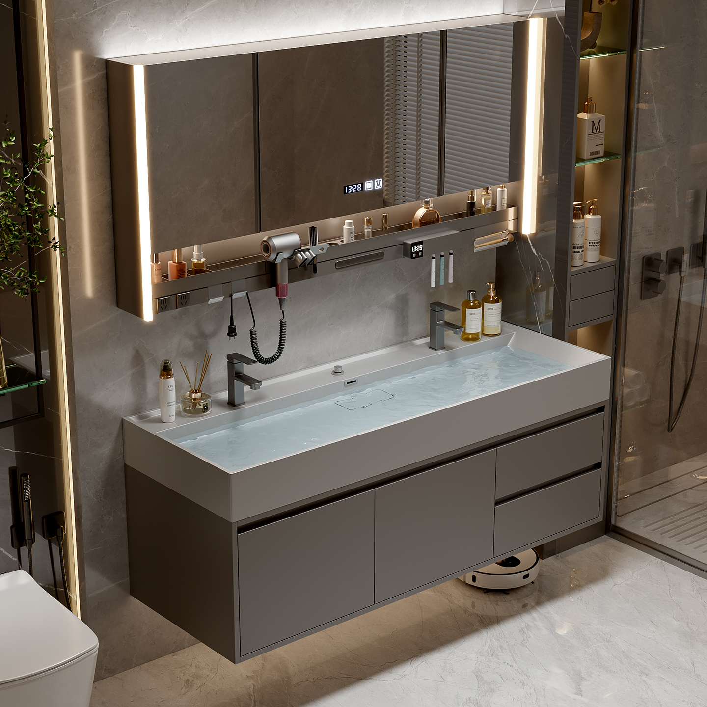 Drawers Paper Bathroom Cabinet - Home Bathroom Partition Wall บทวิจารณ์และราคา