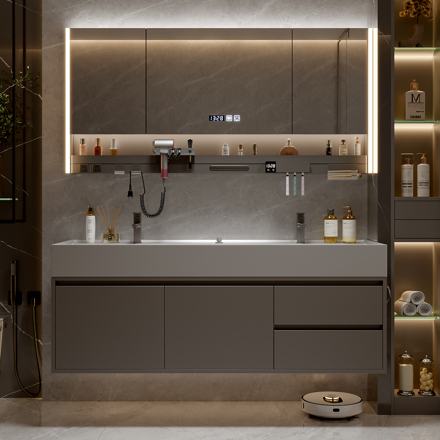 Drawers Paper Bathroom Cabinet - Home Bathroom Partition Wall บทวิจารณ์และราคา