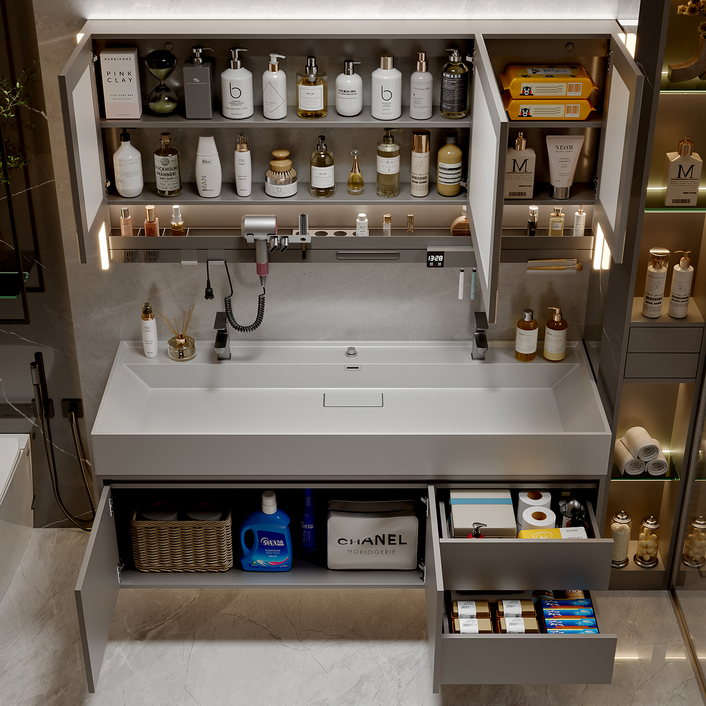 Drawers Paper Bathroom Cabinet - Home Bathroom Partition Wall บทวิจารณ์และราคา