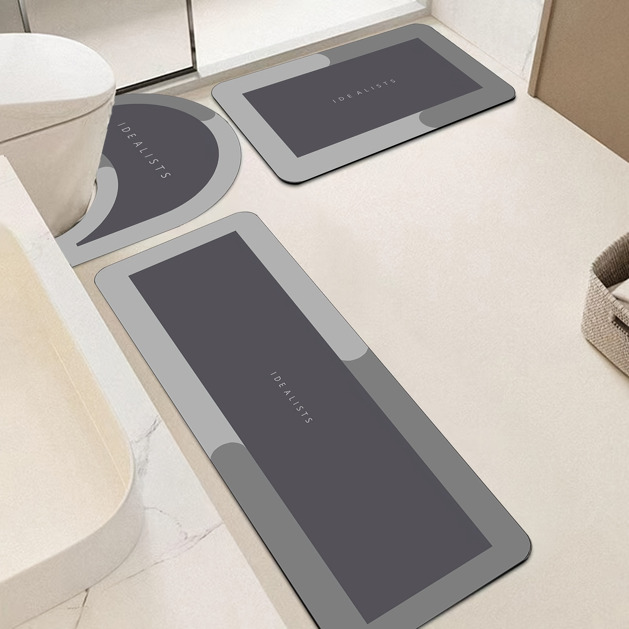 Modern Minimalist Bath Mat Set - Home Made Bathroom Vanity บทวิจารณ์และราคา